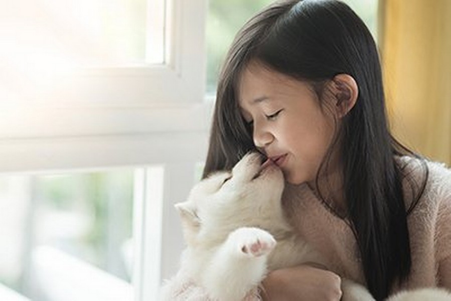 Girl with puppy