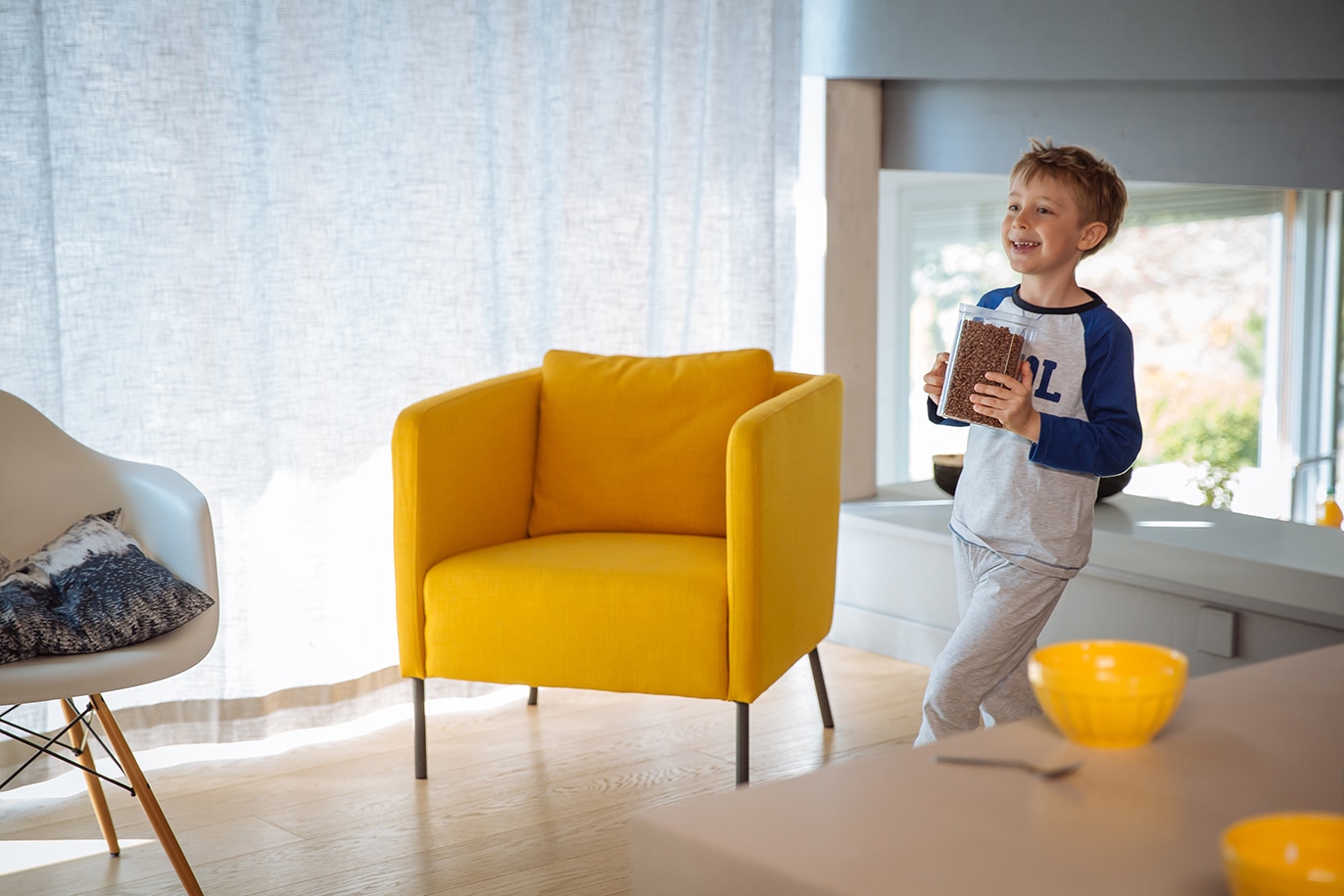 Boy with cereal